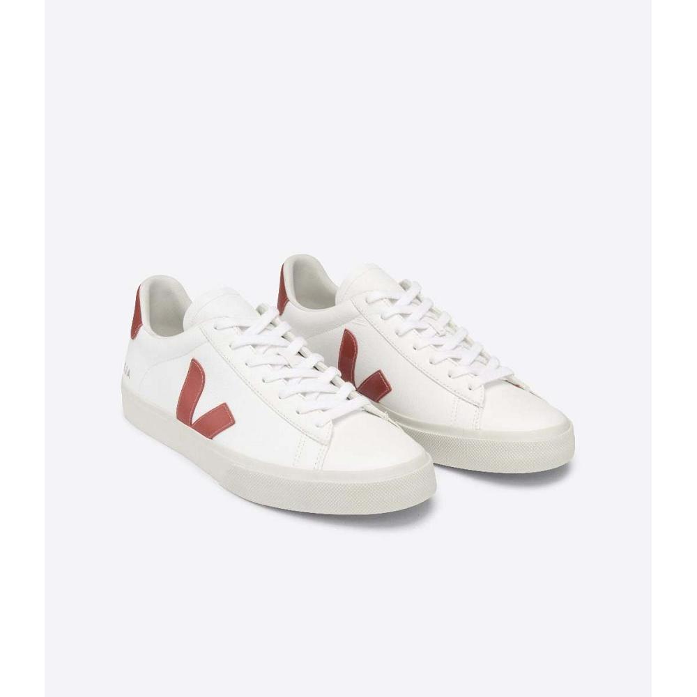 Men's Veja CAMPO CHROMEFREE Low Tops Sneakers White/Red | SG 201ZUT